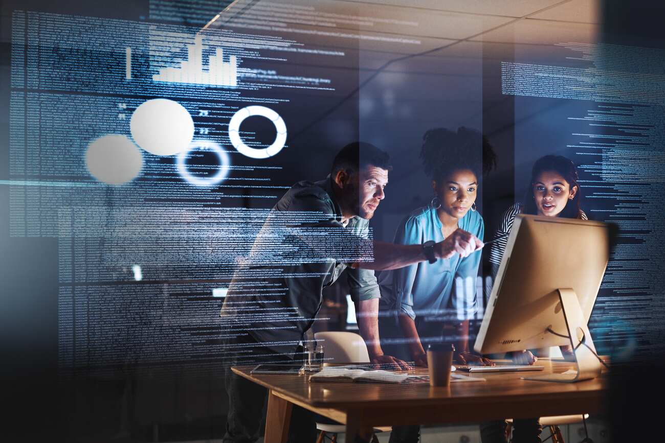 Cloud infrastructure visualization with connected nodes and data centers